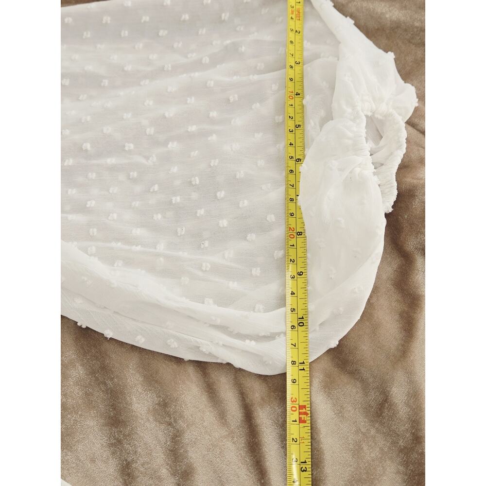 Selfie Leslie Hand In Mine Indie Mini Dress L Boho Ruffle Sleeve White Mint Casu - Picture 9 of 13